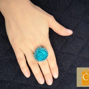Bague fleur turquoise
