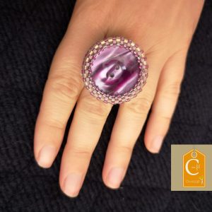 Bague violette bouton 2 trous