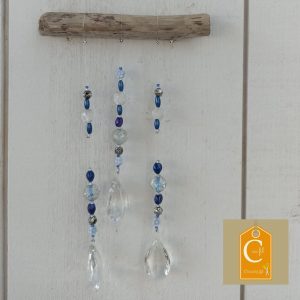 Suspension PM perles bleues - pampilles à facettes