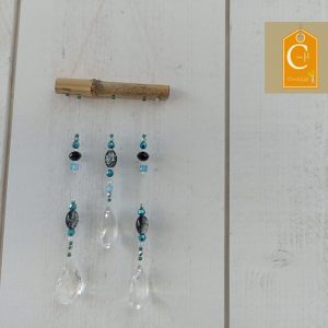 Suspension PM perles bleues et noires - pampilles à facettes