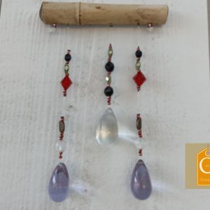 Suspension PM perles noires et rouges avec 3 pampilles